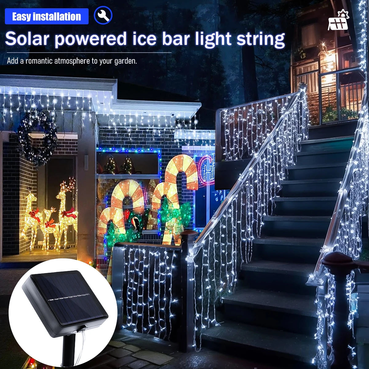 Solar Icicle Fairy Lights