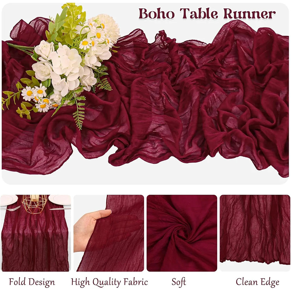 Burgundy Table Runner Cheesecloth Gauze Rustic Boho Cheese Cloth