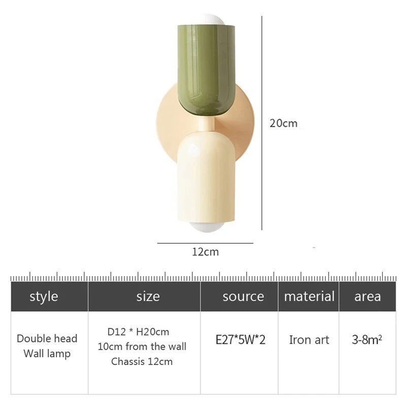 Cream Double Head Wall Lamp
