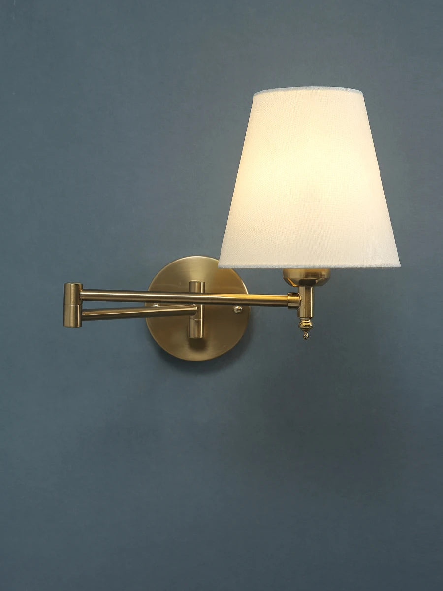 LED American Wall Lamp Folding Swing Arm Fabric wall light Bedroom Bedside Living Room Study StairwayMirror front wall lamp