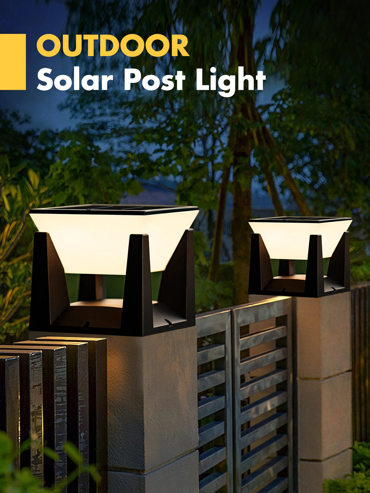 Outdoor Solar Post Light Solar Pillar Lights Modern LED Fence Deck Cap