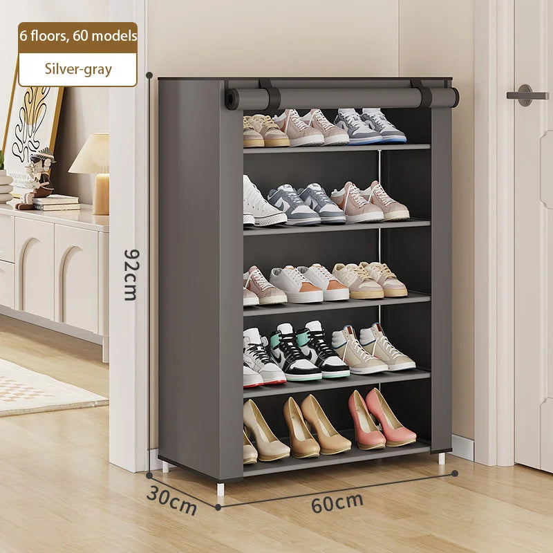 Simple shoe rack with dustproof storage, multi-tier shoe cabinet, dormitory entrance storage stand