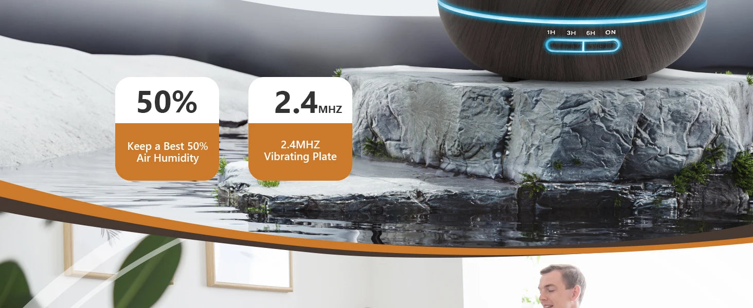 550ml Wood Color USB Aroma Diffuser, Essential Oil Diffuser