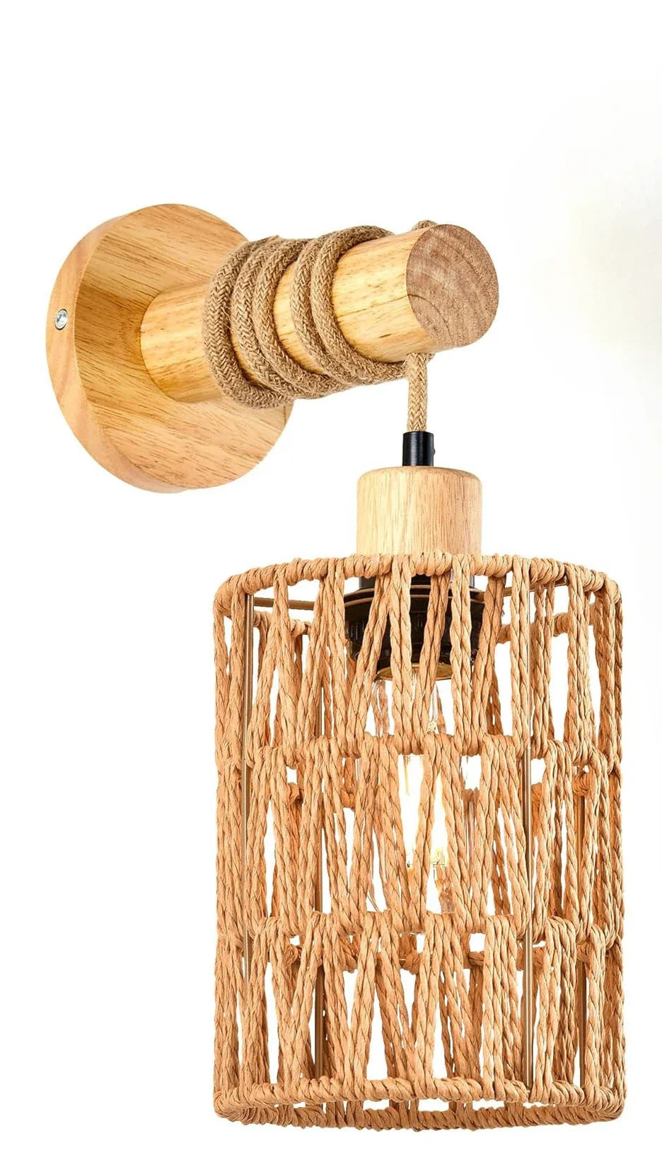 Hemp Rope Cylinder Bedside Wall Lamp