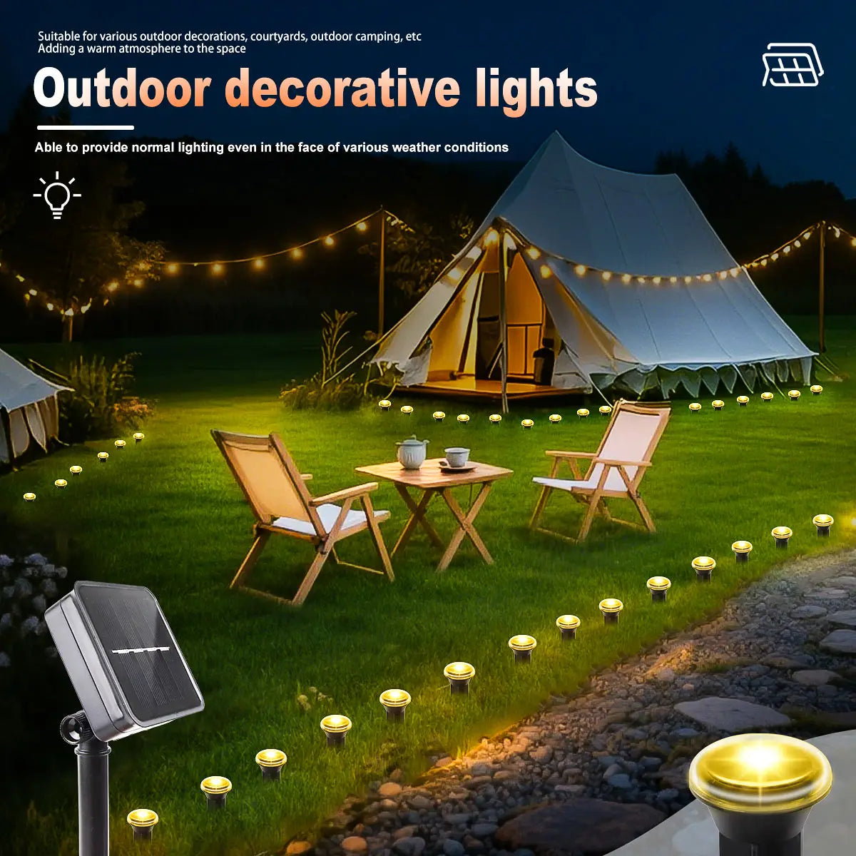 Solar LED Garden Pathway Light 15/30LEDS 8 Modes Outdoor Waterproof