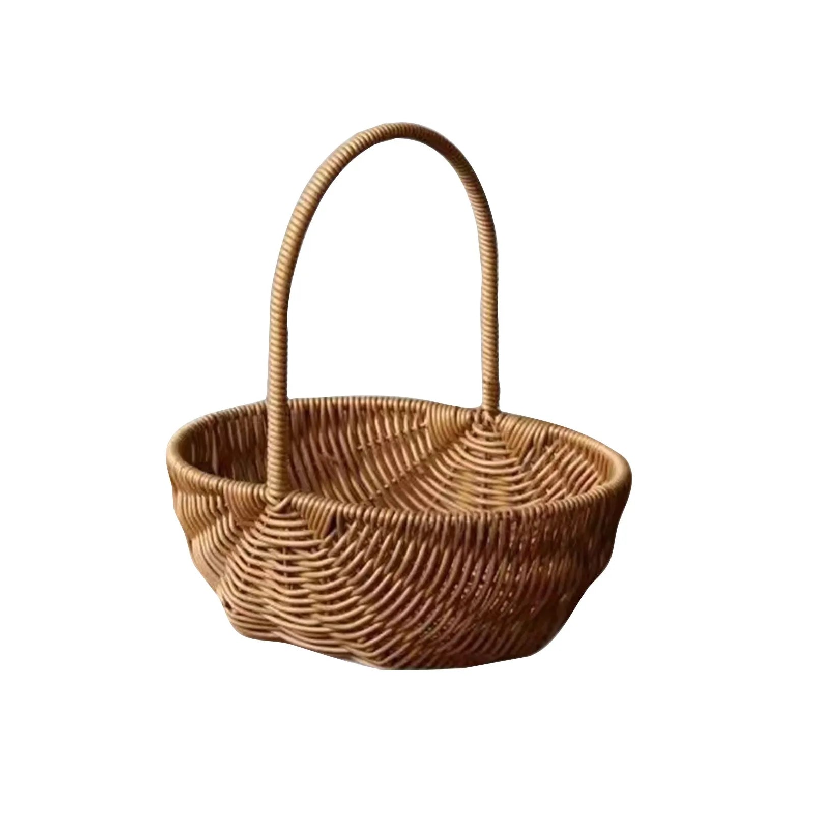 Woven Rattan Basket with Handle