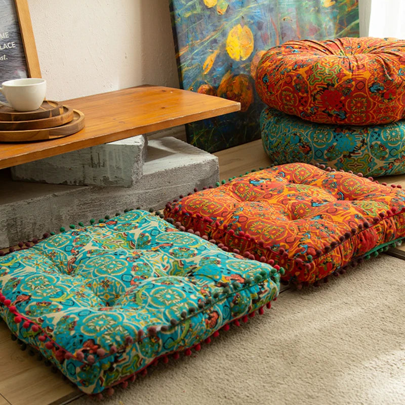 Boho Velvet Tufted Floor Cushion