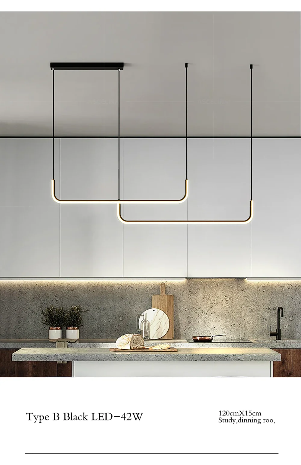 Gold Linear Strip Pendant Light