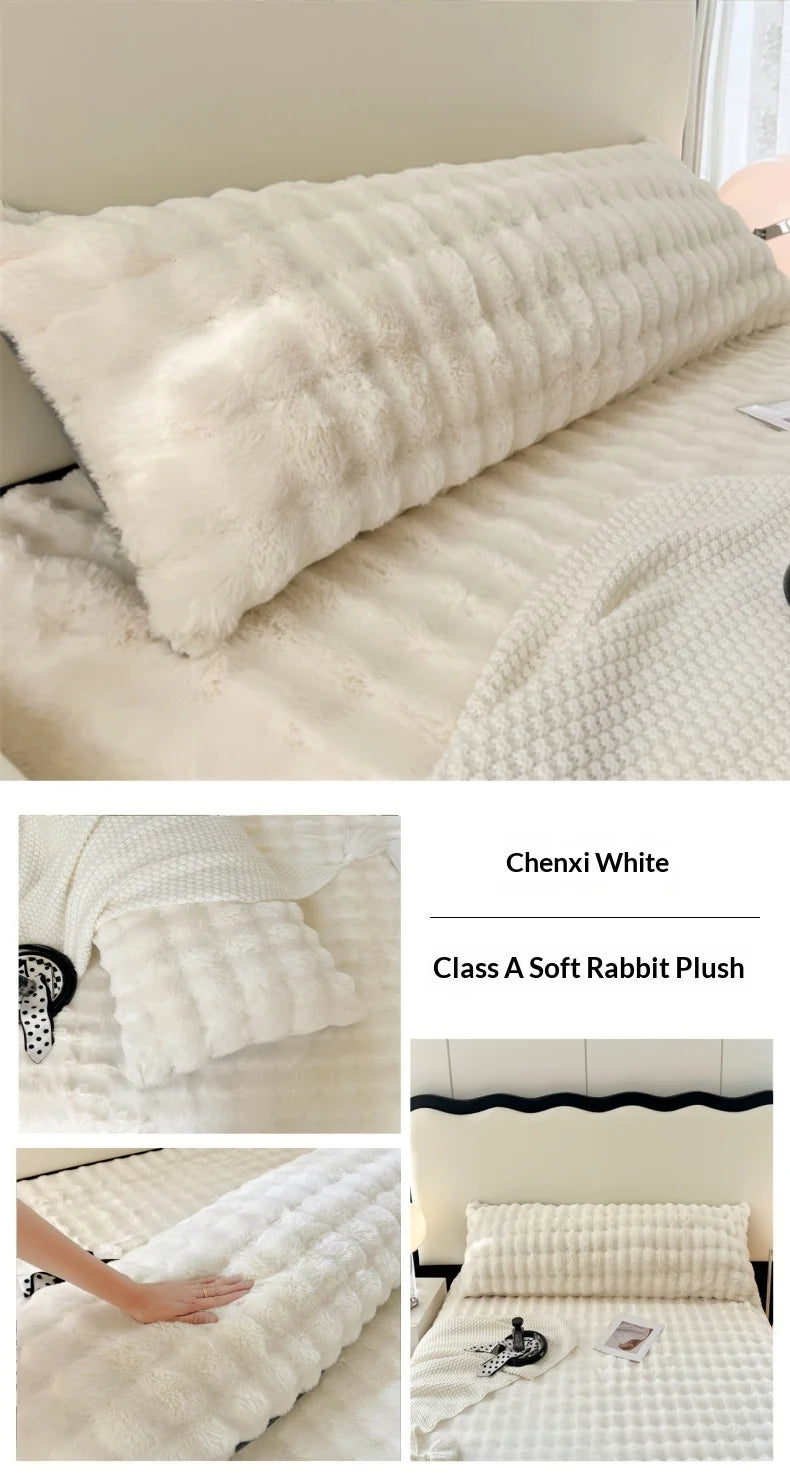 Solid Color Plush Long Pillowcase Cushion Cover
