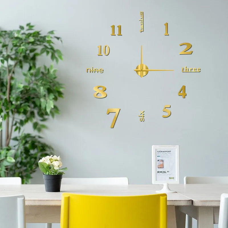 Soundless Large 3D Number Home Decoration DIY Wall Clock