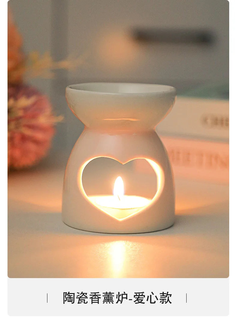 White Ceramic Essential Oil Burner with Hollow Cutwork