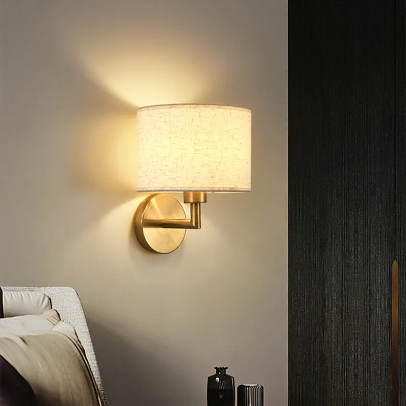 Fabric Shade Wall Lamp With Reading Light