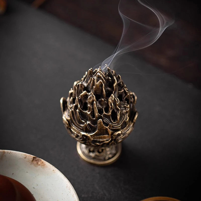 Boshan Carved Censer Incense Burner, 6 cm