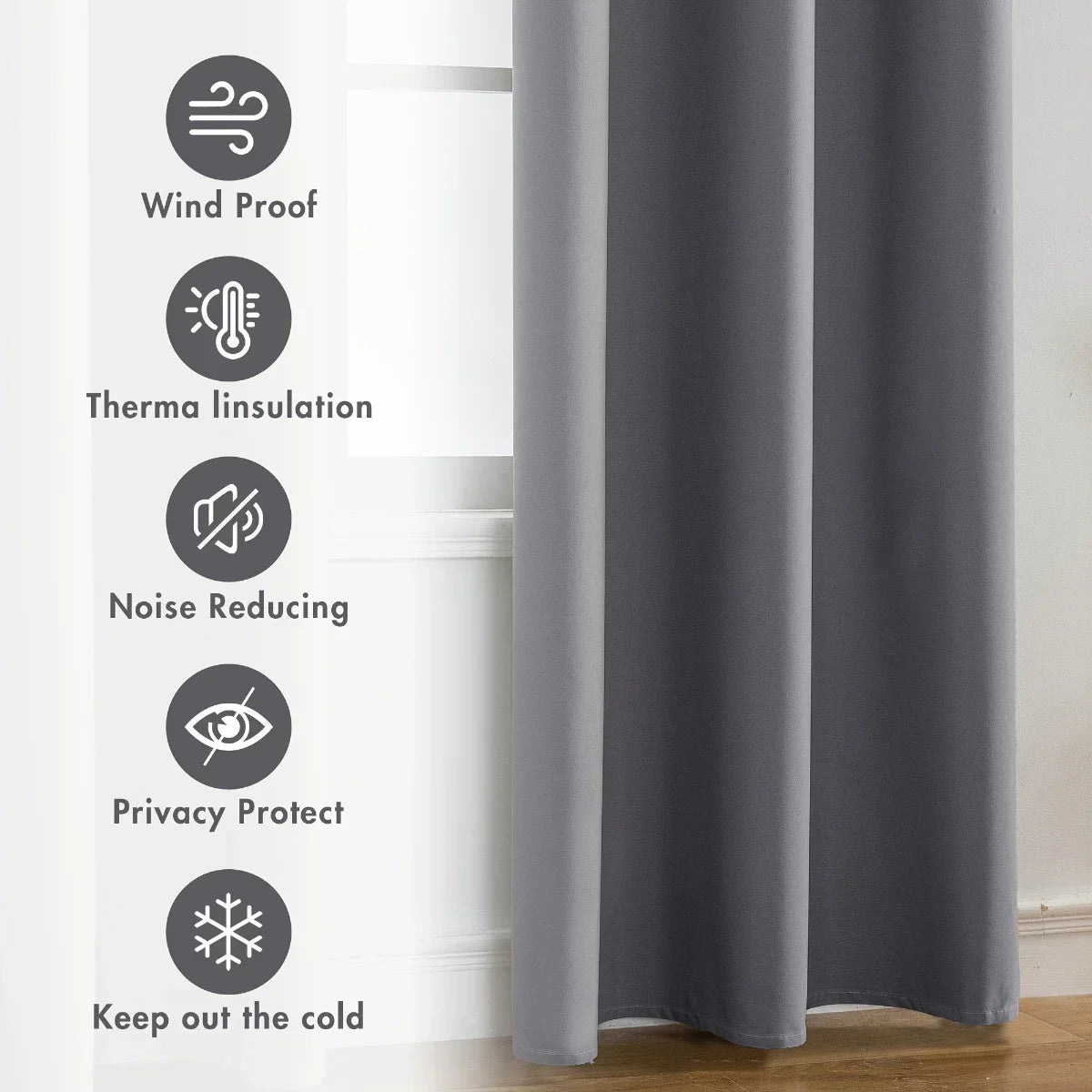 2pcs Modern 100% Blackout Curtain with Coated Lining, Curains