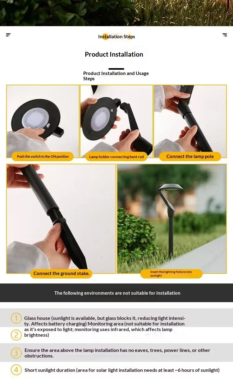 2pc Solar Energy Saving Lamp Super Bright Solar Lawn Lamp Waterproof