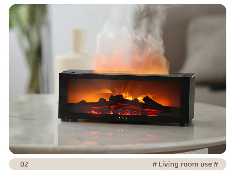 Flame Essential Oil Diffuser, 3D Flame Fireplace Aromatherapy Machine