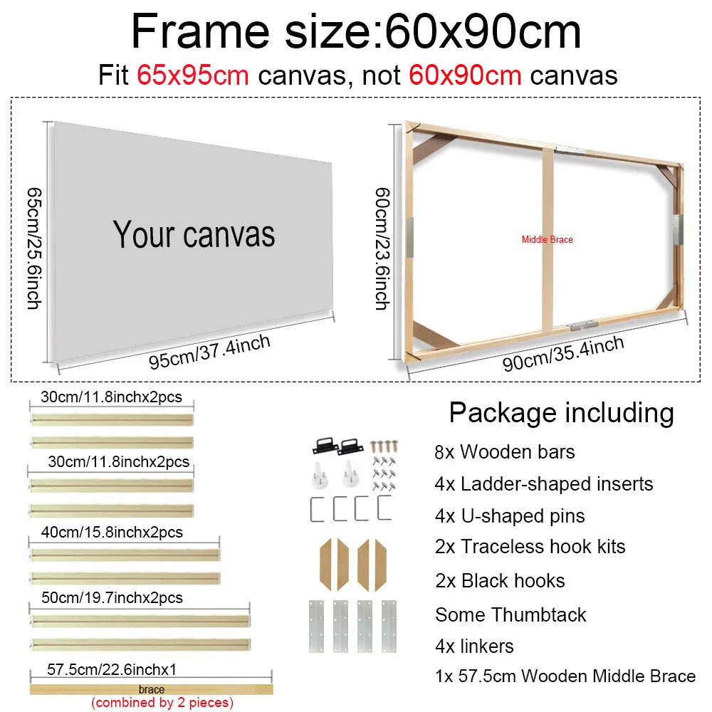 24 Sizes Large Wall Canvas Frame Wooden Frames Wooden