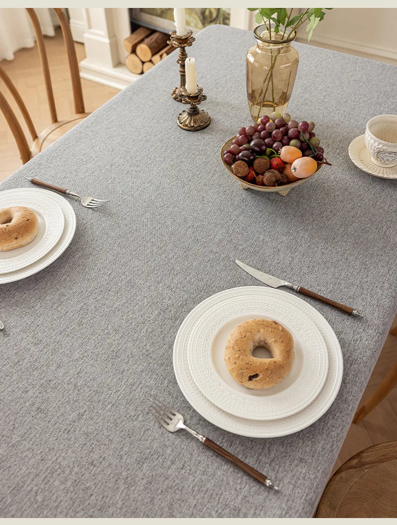 Cotton and Linen Three-proof Tablecloth Waterproof and Dustproof Solid