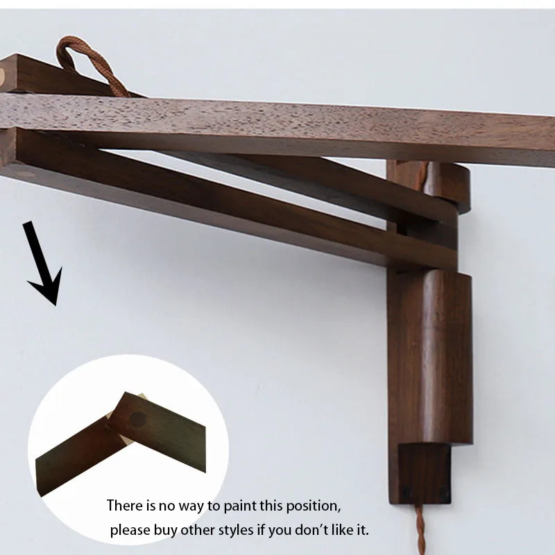 Retro Folding Walnut Wall Lamp