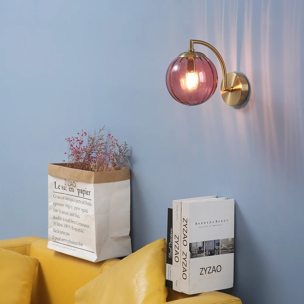 Glass Shade Bedside Wall Lamp