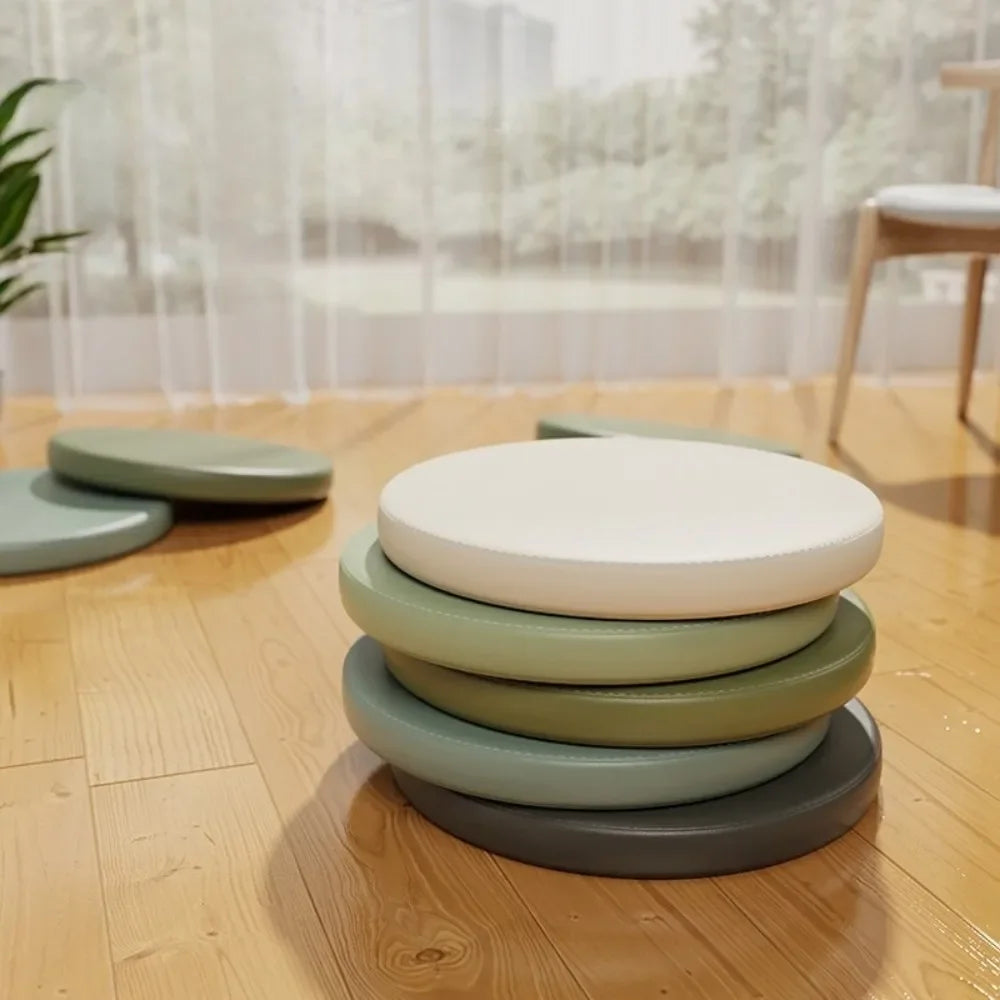 Round Leather Memory Foam Seat Pad