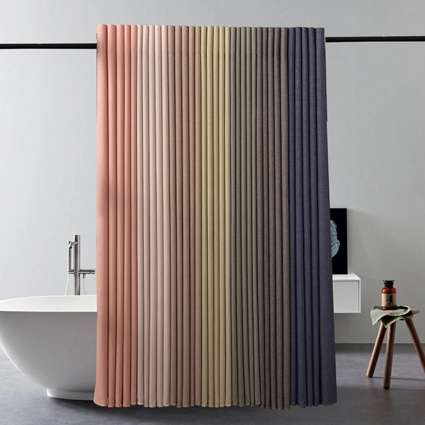 Thick Imitation Linen Shower Curtain Polyester Waterproof Shower