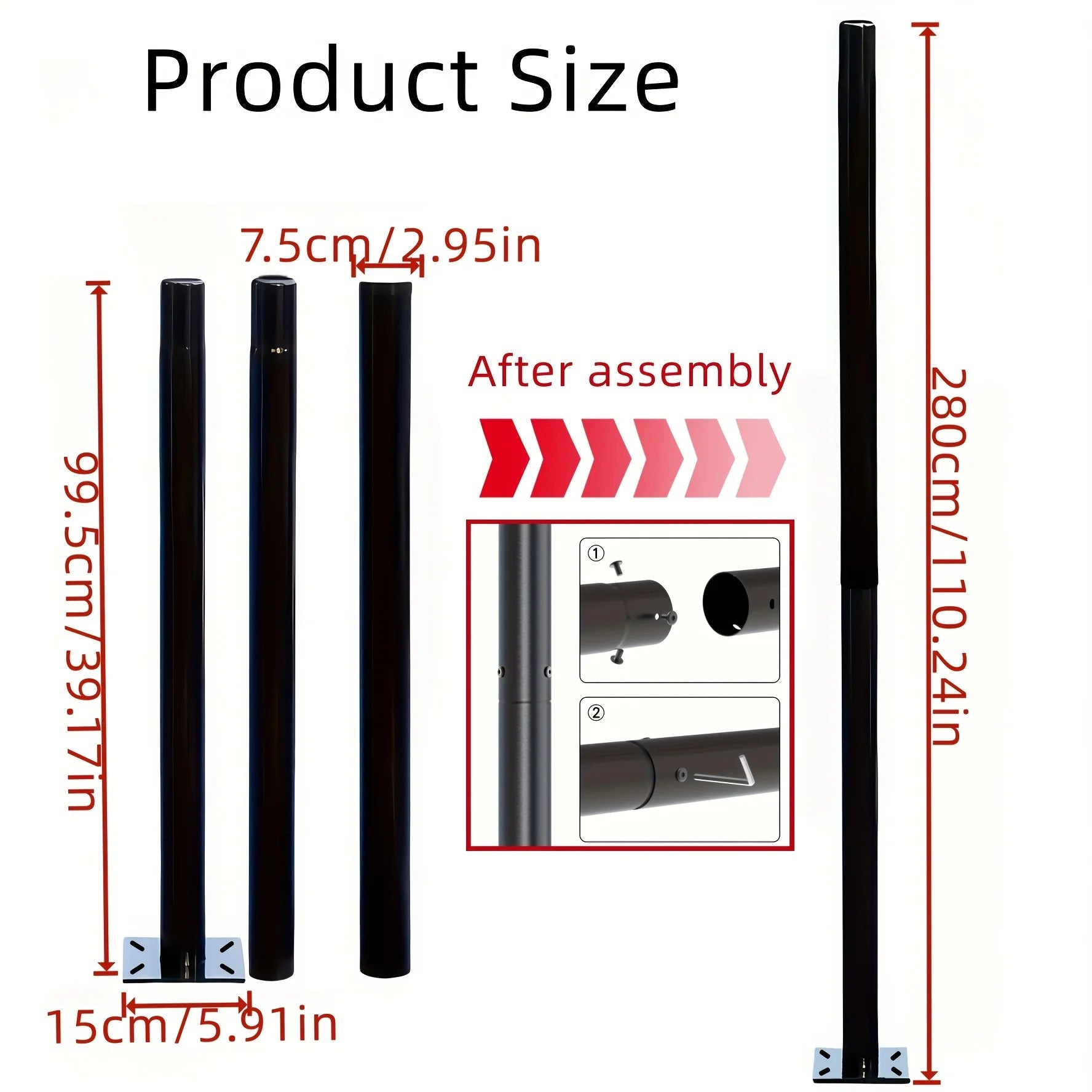 Solar Lamp Post Light with 78" Tall Pole, Removable, Dusk to Dawn
