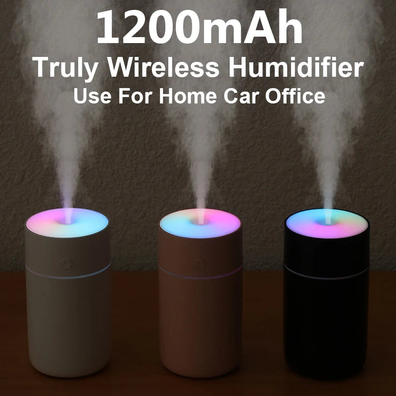 Colorful Portable Air Humidifier USB Rechargeable Wireless