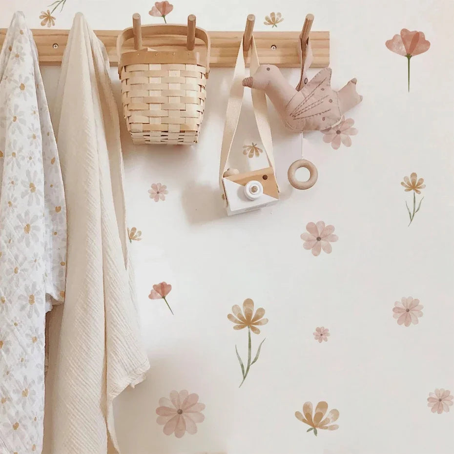 Boho Watercolor Flower Wall Decals