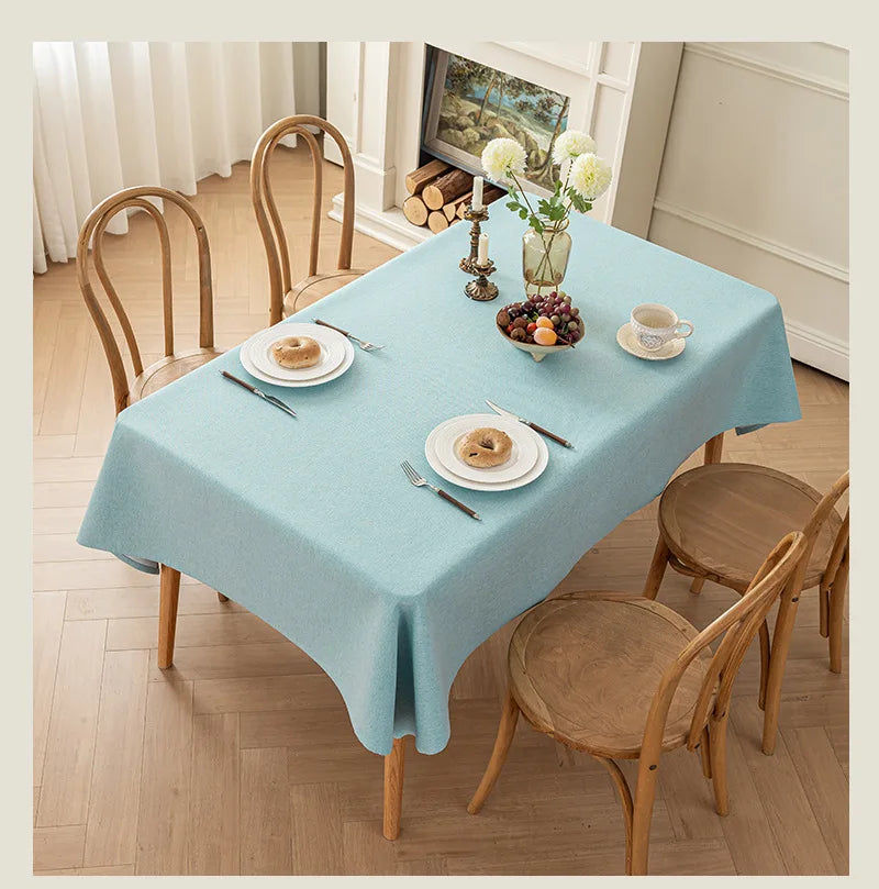 Cotton and Linen Three-proof Tablecloth Waterproof and Dustproof Solid