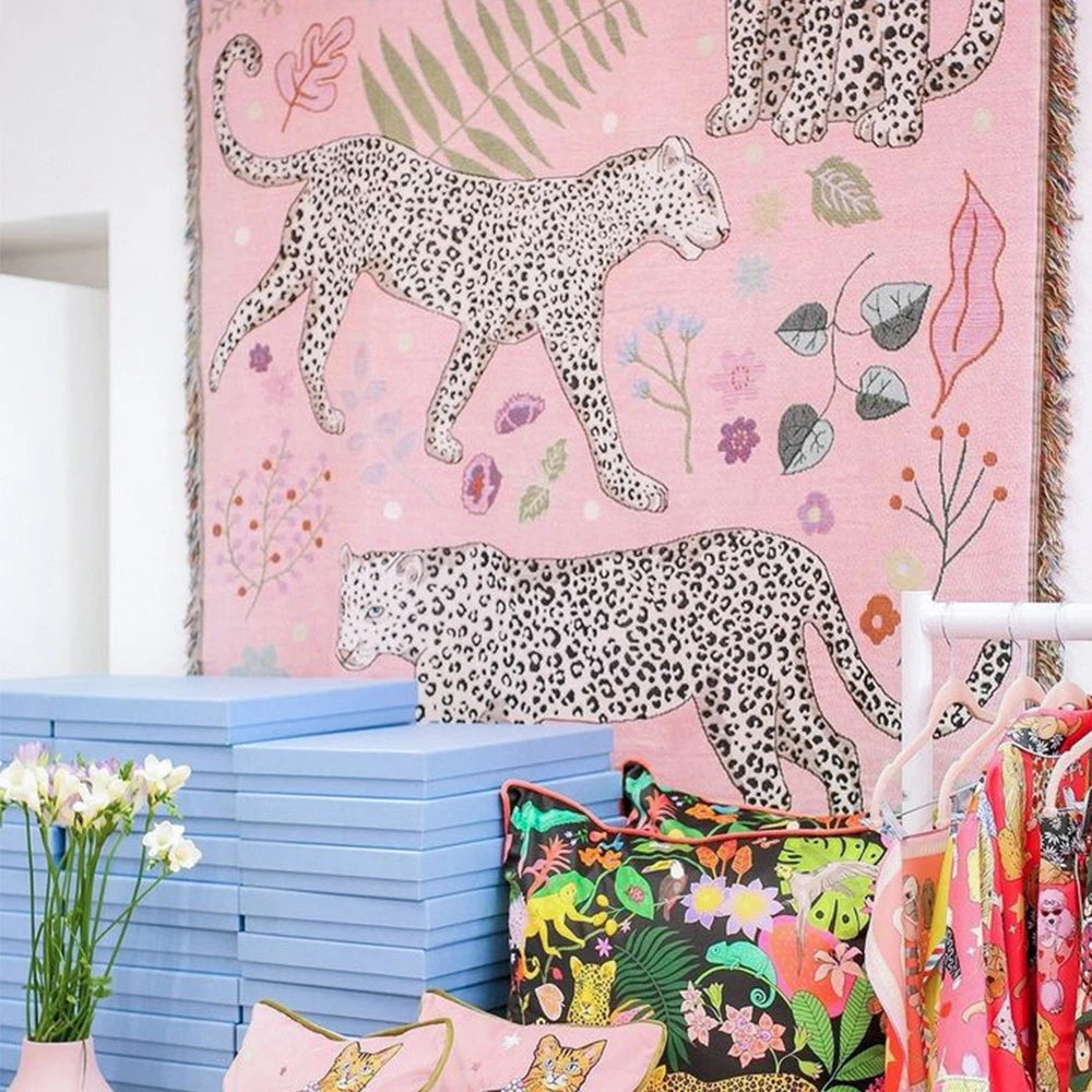 Leopard Jacquard Knit Throw