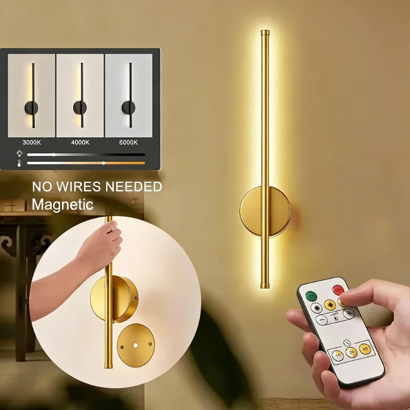 Wireless LED Wall Sconce USB Rechargeable Battery Operated Wall Light