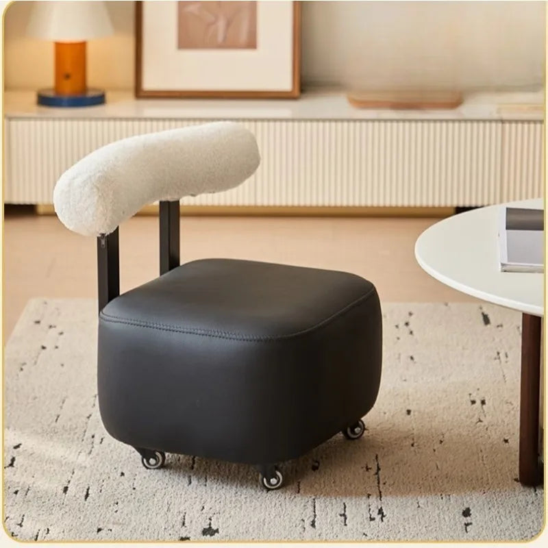 Solid Wood Shoe Changing Stool with Backrest