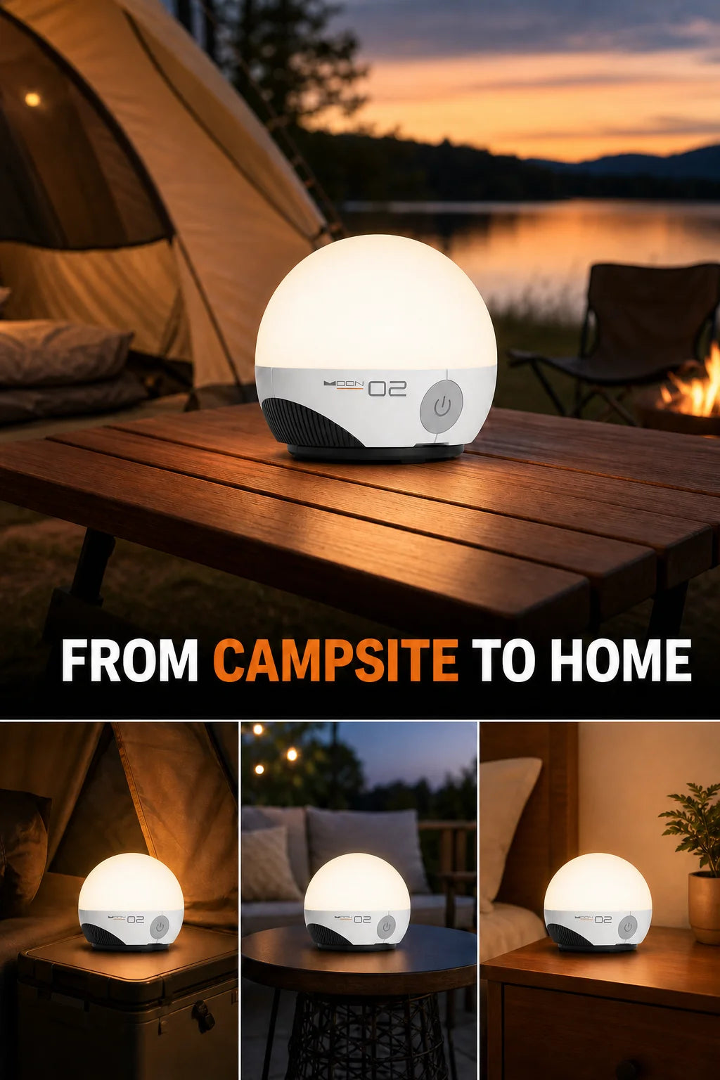 Portable RGB Camping Lantern USB-C Rechargeable LED Tent Light with Magnetic Base, Sliding Color Control, IPX5 Water Resistant for Camping Hiking Home