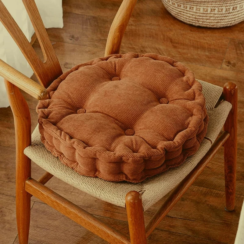 Inyahome Tufted Corduroy Thicken Floor Seat Cushion for Balcony Tatami Meditation Floor Round Square Cushion Living Room Indoor