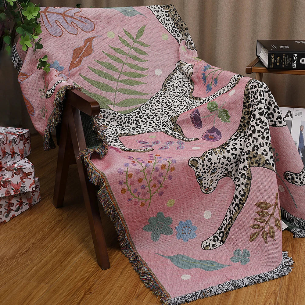 Leopard Jacquard Knit Throw