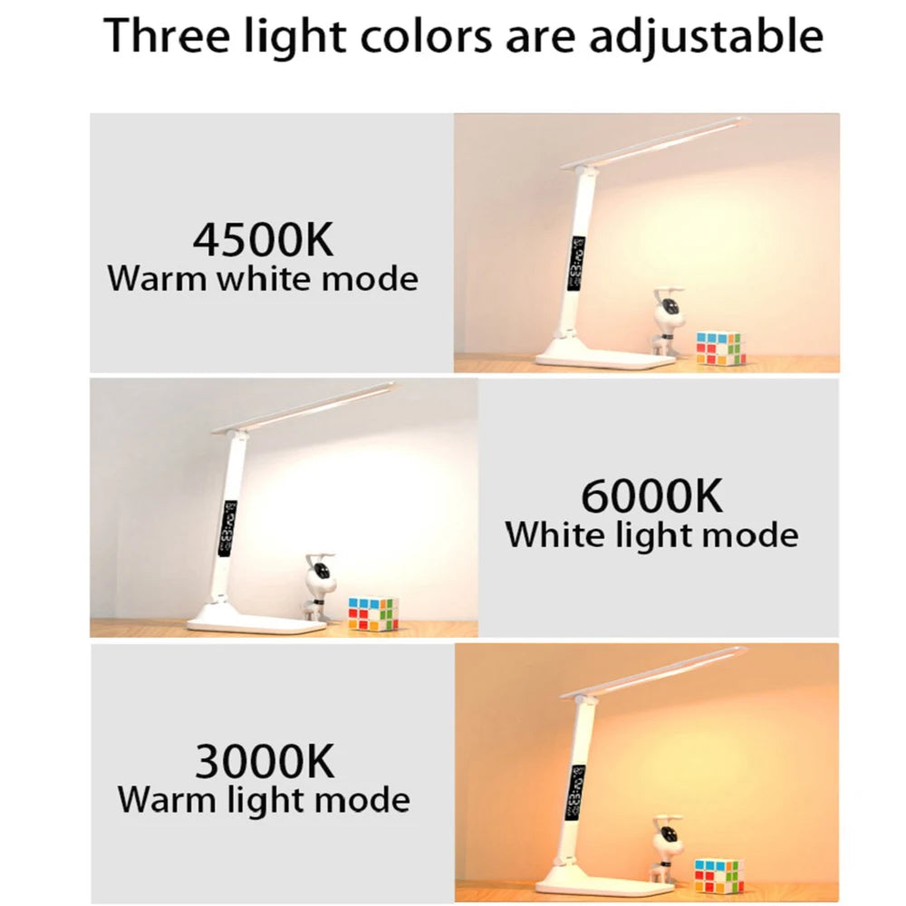 Folding Desk Lamp with Clock