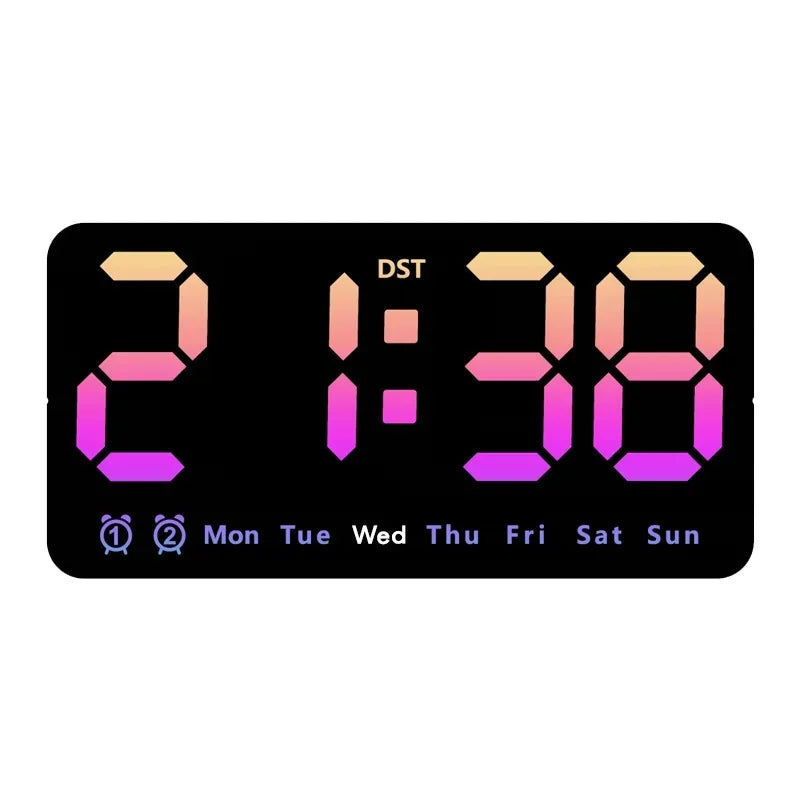Voice Control Large Digital Wall Clock Temperature Date Week