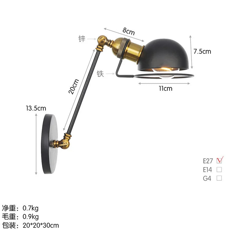 Modern Simple Adjustable Interior Led Wall Lamp White Black for Bedside