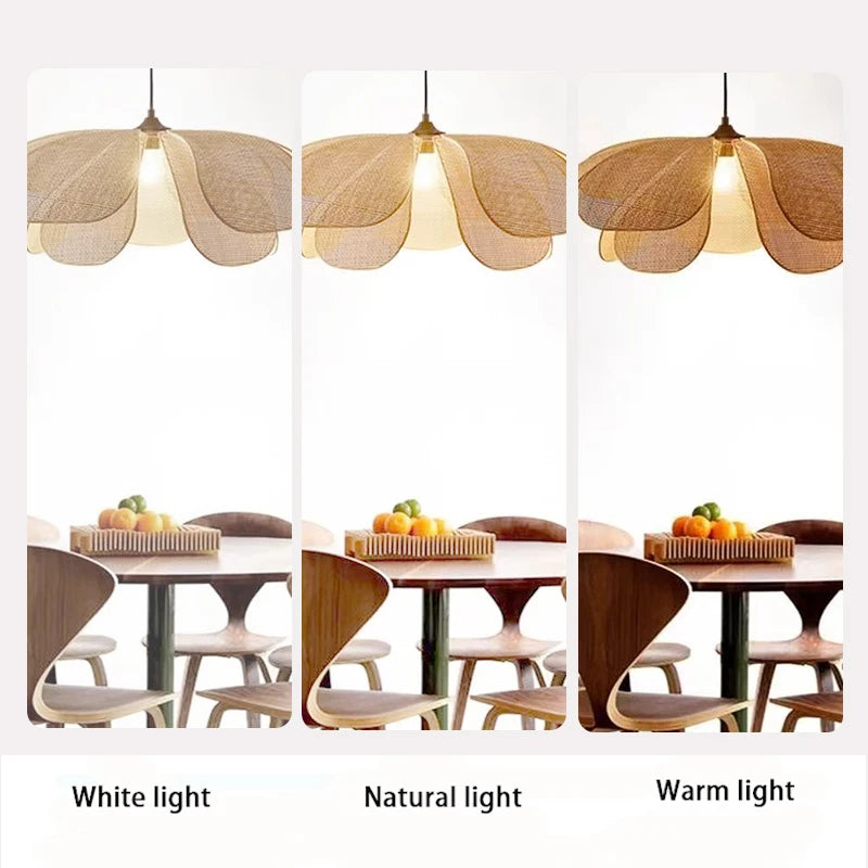 Rattan Woven Petal Pendant Light
