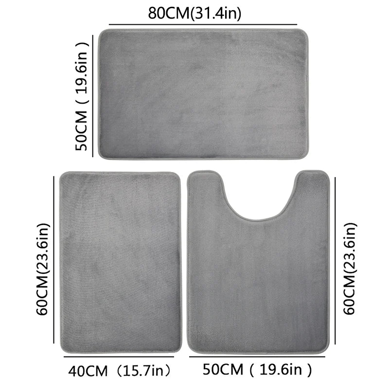 Three Piece Toilet, Bath Floor Mat, Shower Mat, Bath Absorbent Mat, Non