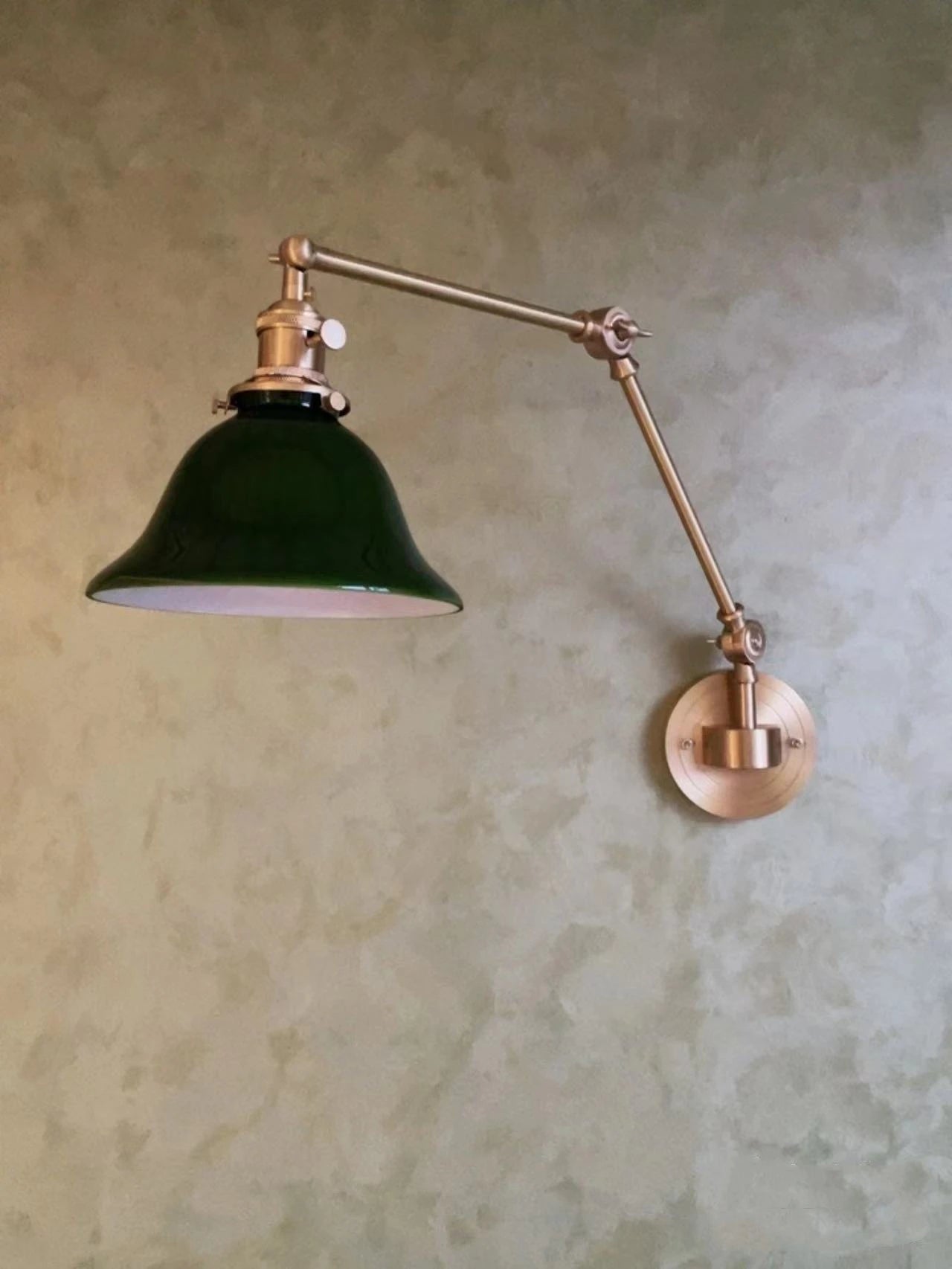 IWHD Left And Right Rotate Copper Wall Lamp Beisde Swing Long Arm Green