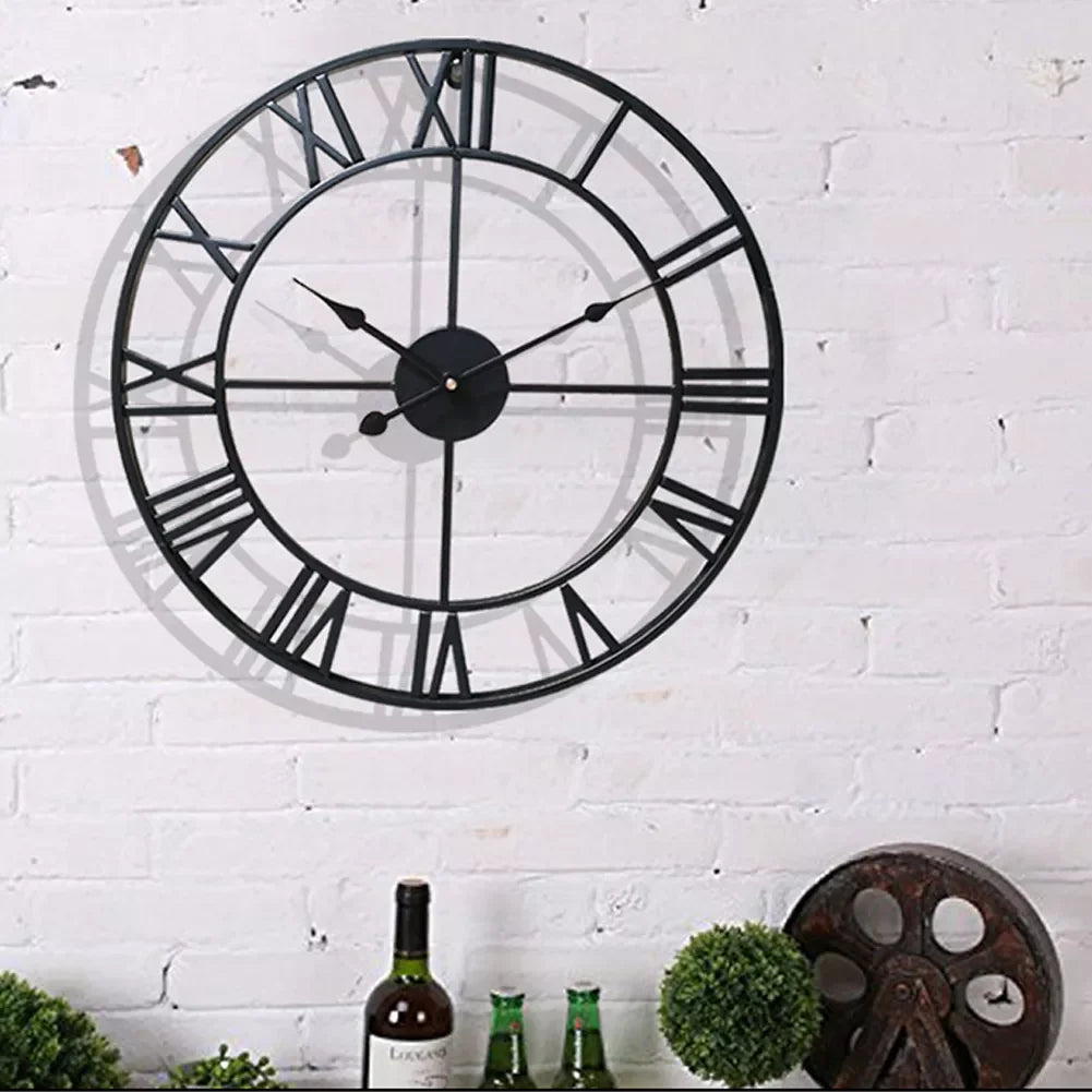 3D Roman Numeral Metal Wall Clock