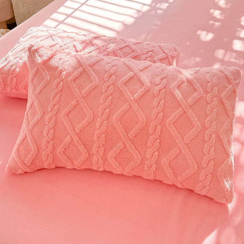 Milk Fleece Winter Thickened Pillowcase Bedding Coral Fleece Simple