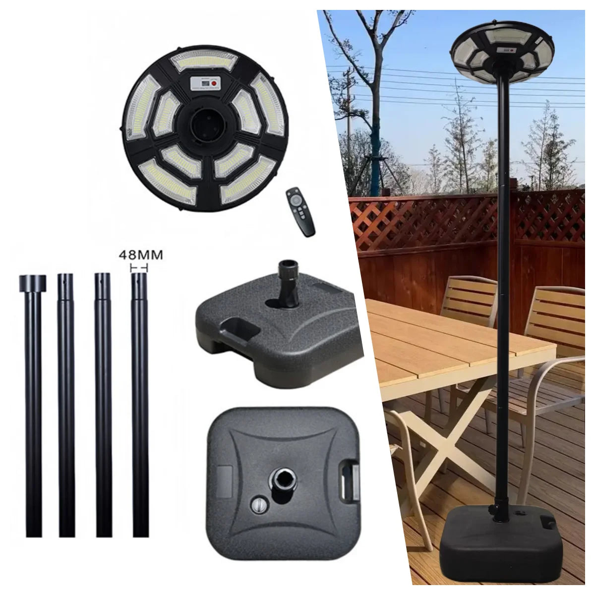 Solar Lamp Post Light with 78" Tall Pole, Removable, Dusk to Dawn