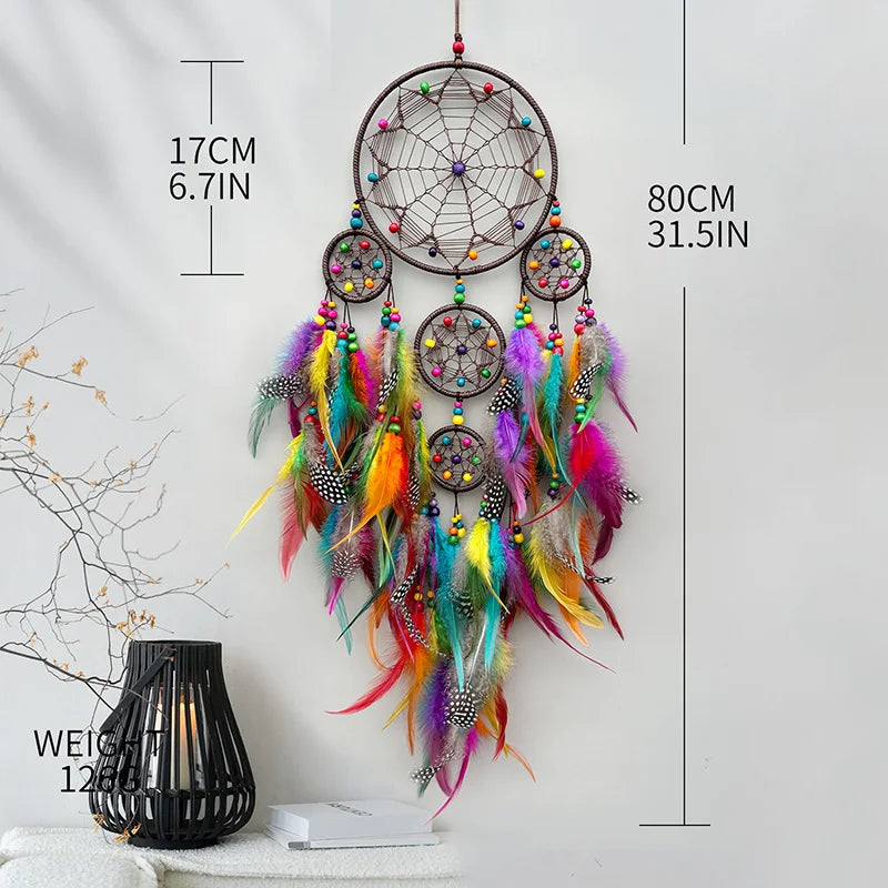 Vintage Blue Feathers Dream Catcher Wall Hanging Bedroom Pendants