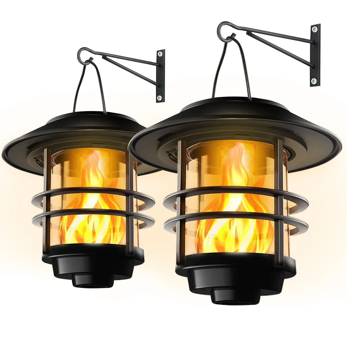 1pcs Solar Hanging Lantern Outdoor Flickering Flames Waterproof Heavy