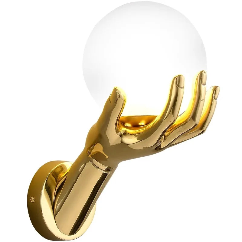 Brass Hand Moon Wall Sconce