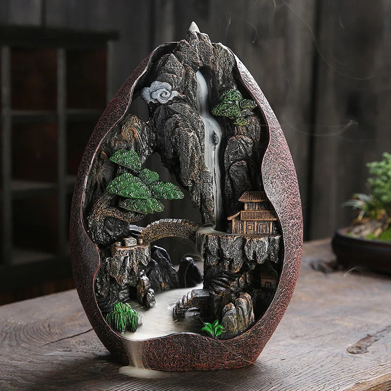 Large Mountain River Backflow Incense Burner