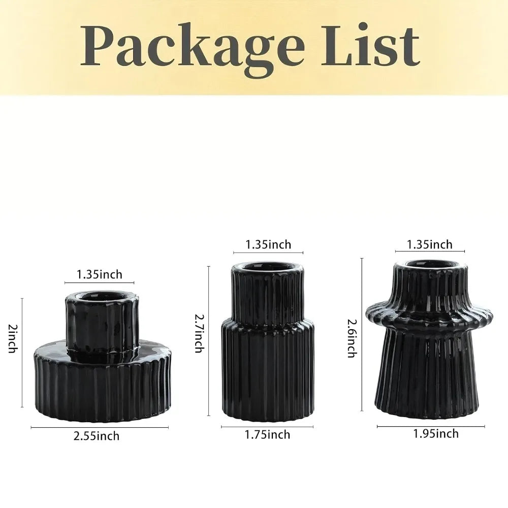 Ribbed Glass Taper Candle Holders